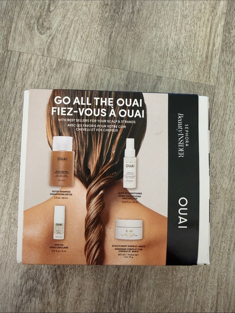 OUAI Hair Set - Beige, Black & White Packaging